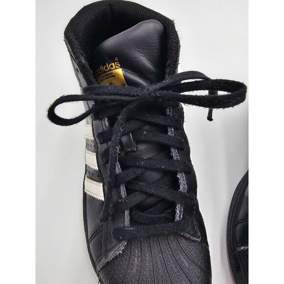 Adidas Boy's Size 1 Black Pro Model 3 Strip Hightop Tennis Shoes - Picture 3 of 9